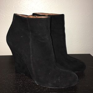 Sam Edelman Wilma black suede wedge booties sz 9.5